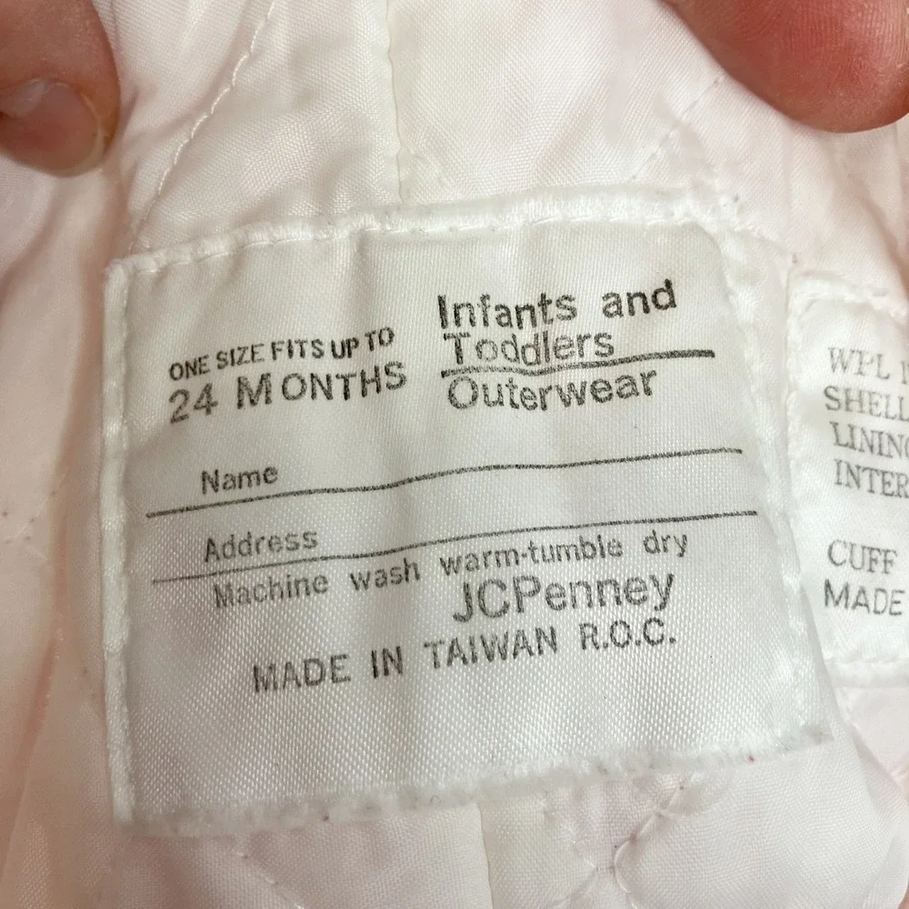 Vintage JC Penney Toddler Snowsuit Embroidered Pink Bunny‎ Hooded Size 24 Months